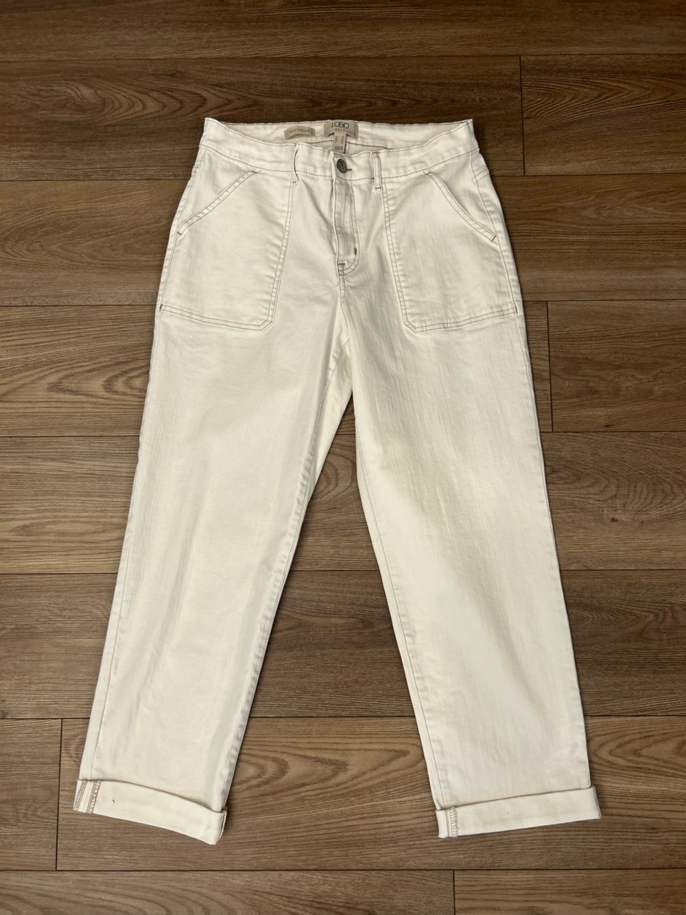 LOGO Lori Goldstein Boyfriend Jeans Size 10 Ivory A646051 2024